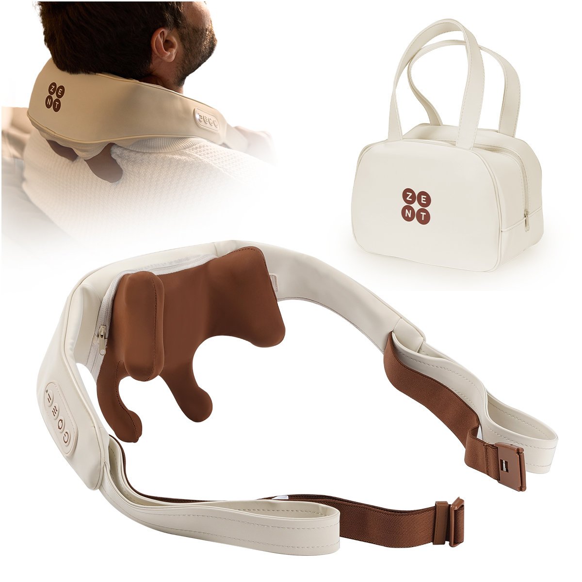 ZENT® HandSense™ Bezprzewodowy masażer karku i pleców 6D z symulacją masażu dłońmi i terapią ciepłem