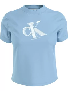 Koszulki i topy damskie - Calvin Klein Koszulka w kolorze błękitnym - grafika 1