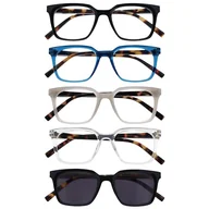 Okulary przeciwsłoneczne - OPULIZE KOI Okulary do czytania z czytnikiem słonecznym, zestaw 5 sztuk, prostokątne oprawki, czarno-niebieskie, szare, jasne, czarne, męskie, damskie, zawiasy sprężynowe, RRRRS50-137C1 - +2.00 - miniaturka - grafika 1