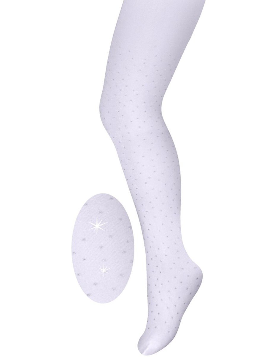 Dziewczęce rajstopy mikrofibra diamenciki białe Milusie r.92/98