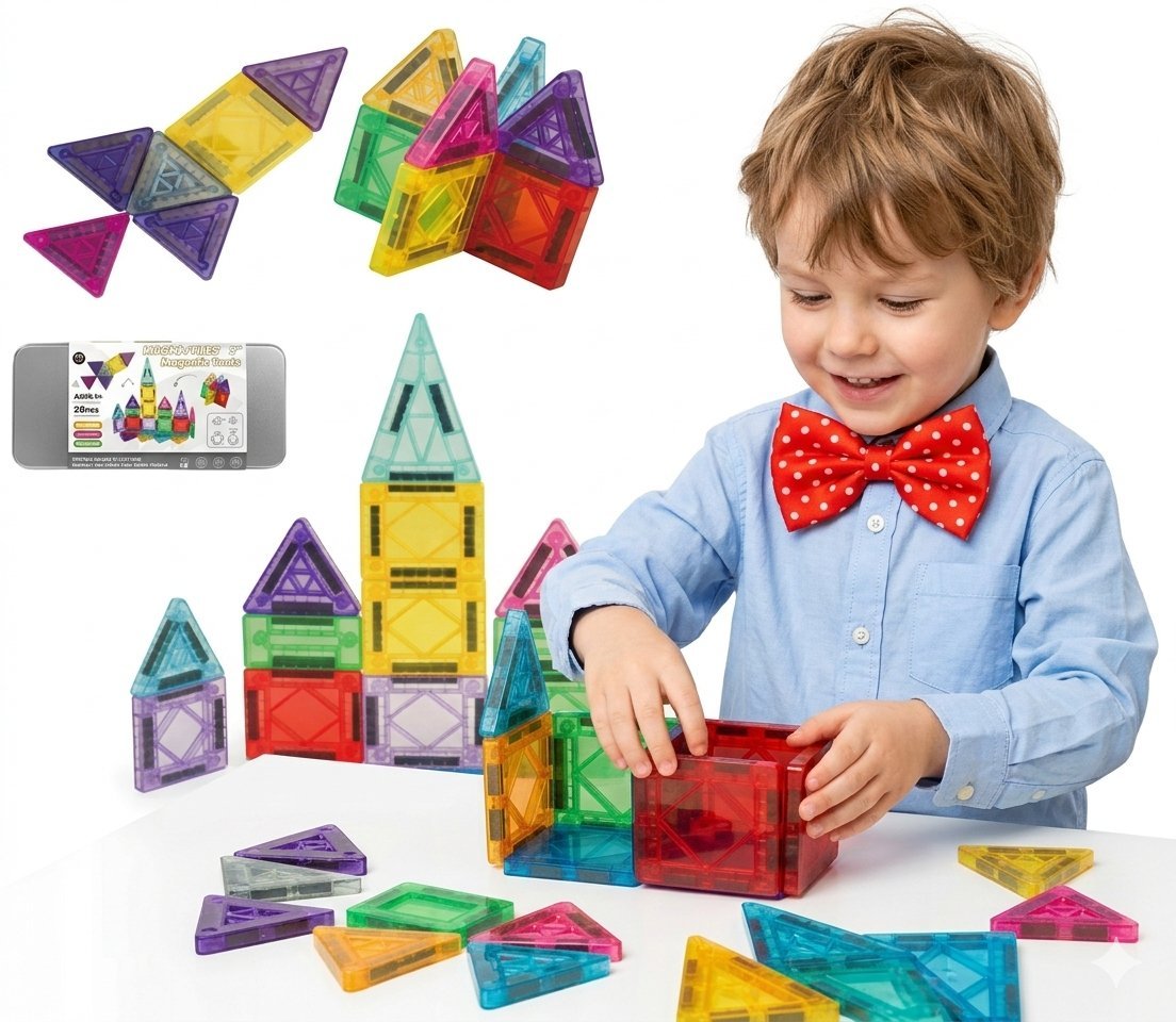 KLOCKI KONSTRUKCYJNE PANELE MAGNETYCZNE 3D DLA DZIECI EDUKACYJNE 84 elem XL