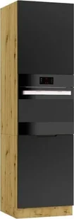 Stolkar Szafka pod piekarnik ISABEL D60PK/2133 P/L czarny mat/dąb artisan STOLKAR - Szafki kuchenne - miniaturka - grafika 1