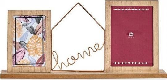 Ramka Gift Decor Ramka na Zdjęcia Home Brązowy 2 zdjęcie Metal Drewno 6 x 21,5 x 46 cm