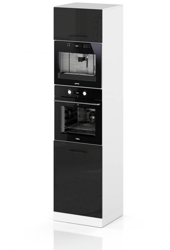 Słupek Kuchenny Dolny 60cm Piekarnik Mikrofala S60m Spremium Czarny Połysk