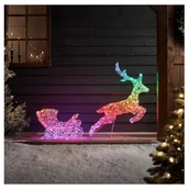 Ozdoby bożonarodzeniowe - Renifer z saniami dekoracja świąteczna zewnętrzna 250 diod LED - miniaturka - grafika 1