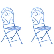 Fotele i krzesła ogrodowe - BELIANI Zestaw 2 krzeseł ogrodowych ALBINIA Metal Niebieski - miniaturka - grafika 1