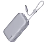 Powerbanki - Aukey Spark Sling PB-Y47 10000mAh 30W Wbudowany kabel USB-C Biały - miniaturka - grafika 1