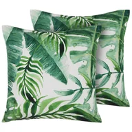 Poduszki ogrodowe - Beliani Zestaw 2 poduszek ogrodowych wzór w liście 45 x 45 cm zielony PAVELLI - miniaturka - grafika 1