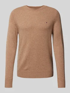 Sweter wełniany z wyhaftowanym logo - Swetry damskie - miniaturka - grafika 1