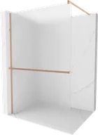 Ścianki i drzwi prysznicowe - Mexen Kioto+ ścianka prysznicowa z półką Walk-in 70 x 200 cm, szron, miedź szczotkowana - 800-070-121-65-30 - miniaturka - grafika 1
