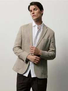 Reserved - Marynarka slim fit z wiskozą - brązowy - Kurtki męskie - miniaturka - grafika 1