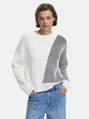 Swetry damskie - Desigual Sweter Nome 25WWJF26 Biały Regular Fit - miniaturka - grafika 1