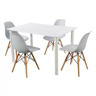 Stoły z krzesłami - Zestaw stół Lugano 120 biały i 4 krzesła Milano szare - miniaturka - grafika 1