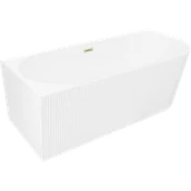 Wanny - Mexen Silo wanna wolnostojąca narożna lewa ryflowana 170 x 80 cm, biała, przelew złoty szczotkowany - 52891708000L-55 - miniaturka - grafika 1