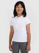 Koszulki dla dziewczynek - 4F Koszulka polo slim dziewczęca - biała 122 (6-7 lat) - miniaturka - grafika 1