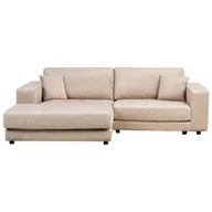 Narożniki - BELIANI Narożnik prawostronny 3-osobowy beżowy welurowy tapicerowany sofa narożna dodatkowe poduszki minimalistyczny styl - miniaturka - grafika 1