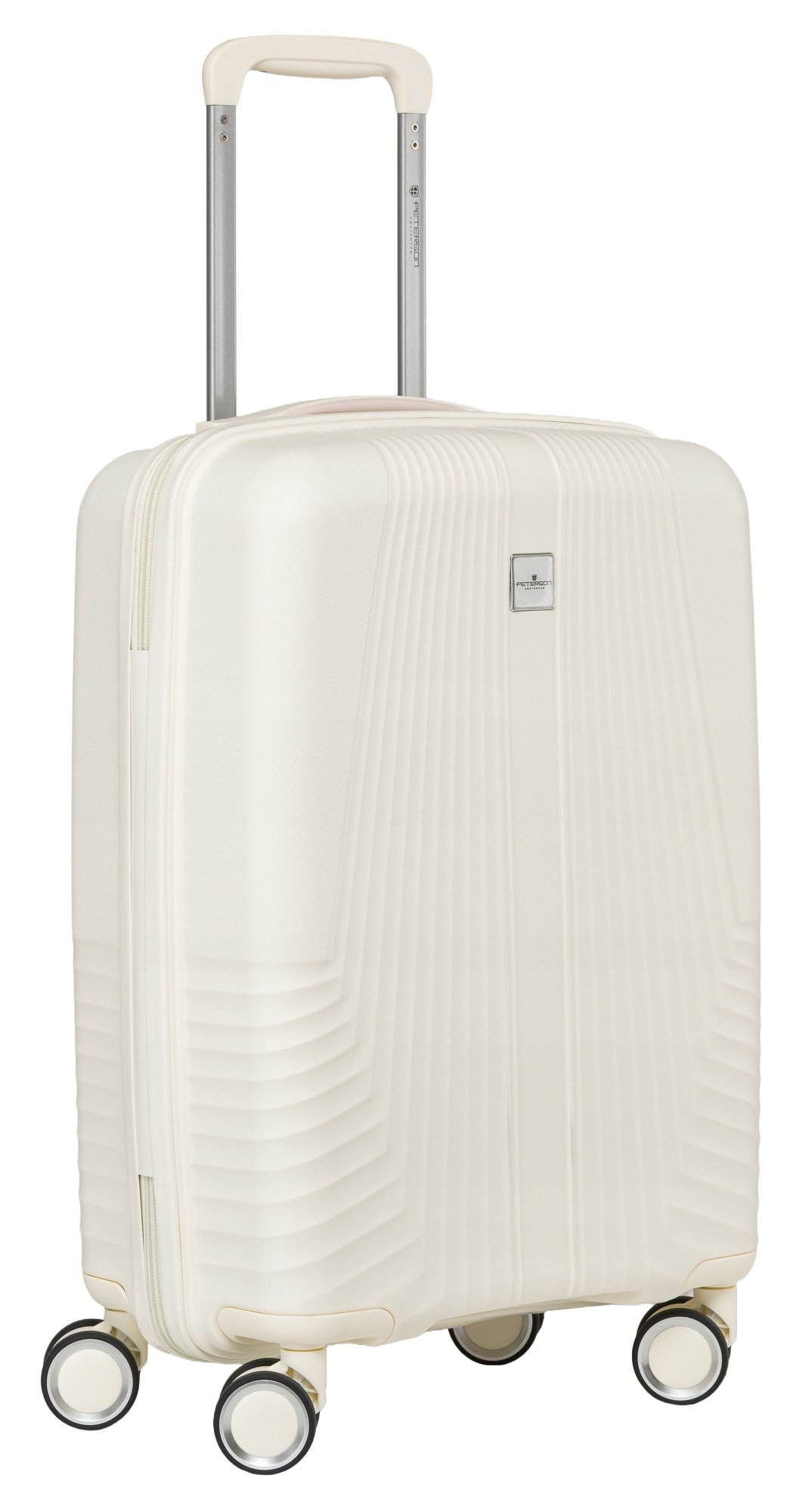 Walizka podróżna ABS twarda kabinowa mała na kółkach Ryanair Peterson mocna beżowa