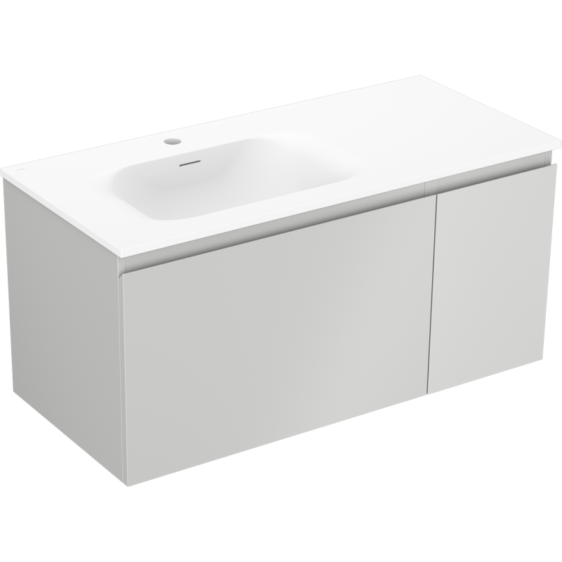 Mexen Orio szafka łazienkowa 100 cm z umywalką Vela lewą, 1S, 1D, szara mat/biała mat - 91A13-10047-3-BBFF62-W23L01