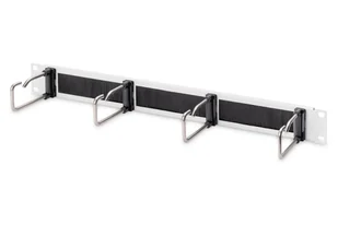 Digitus Organizator kablowy ze szczotką 19" 1U, 4x uchwyty stalowe, 40x75 mm, szary - Akcesoria do komputerów stacjonarnych - miniaturka - grafika 1