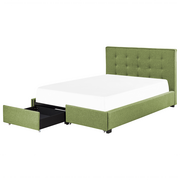 Łóżka - Lumarko Łóżko z szufladami tapicerowane 140 x 200 cm zielone LA ROCHELLE - miniaturka - grafika 1