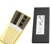 Zestawy do sushi - 5 Par Zdobionych Jasnych Pałeczek Do Sushi Z Bambusa Pudełko - miniaturka - grafika 1