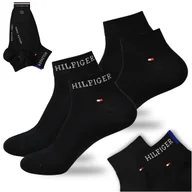 Skarpetki męskie - TOMMY HILFIGER Skarpety Męskie Za Kostkę Bawełna Logo CZARNE 2P Roz. 43/46 - miniaturka - grafika 1