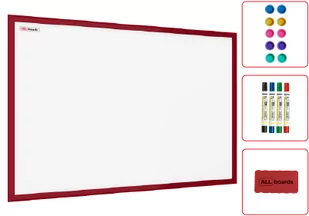 Tablica suchościeralna magnetyczna biała 60x40 cm rama drewniana lakierowana CZERWONA - Tablice i flipcharty - miniaturka - grafika 1