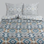 Pościel - Andropol Pościel satynowa 200x220 Laura 6 18835 szara niebieska geometria MKO-2310134 - miniaturka - grafika 1