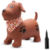 Skoczki dla dzieci - Skoczek Dla Dzieci Do Skakania Z Pompką Piesek  Brązowy Z Bandaną - miniaturka - grafika 1