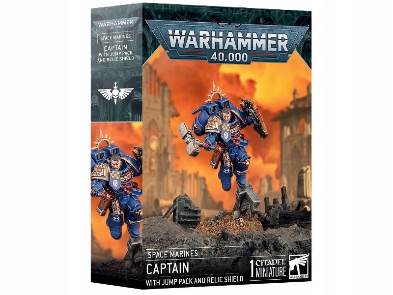 W40k: Kosmiczni Marines: Kapitan z plecakiem odrzutowym i tarczą reliktową