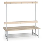 Wyposażenie sportowe i gimnastyczne - B2B Partner Ławeczka do szatni z wieszakami, długość 1500 mm - dwustronna 179964 - miniaturka - grafika 1