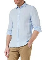 Koszule męskie - Hackett London Męska koszula barwiona lniana K, Niebo, 3XL - miniaturka - grafika 1