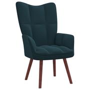 Fotele - vidaXL Fotel niebieski obity aksamitem 328061 - miniaturka - grafika 1