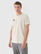Koszulki sportowe męskie - Męski t-shirt z nadrukiem 4F 4FRAW24TTSHM2602 - beżowy - miniaturka - grafika 1