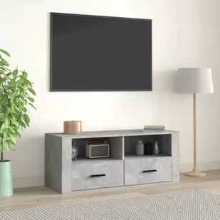 Szafka pod TV, szarość betonu, 100x35x40 cm - Szafki RTV - miniaturka - grafika 1
