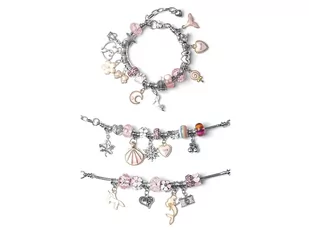 Zestaw Do Tworzenia Robienia Biżuterii, Bransoletek, Charmsy, Zawieszki, Koraliki NIEBIESKO-RÓŻOWY MIX + Etui - Masy plastyczne - miniaturka - grafika 3