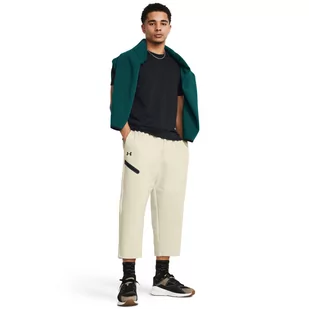 Męskie spodnie treningowe Under Armour Unstoppable Flc Baggy Crop - kremowe - UNDER ARMOUR - Spodnie sportowe męskie - miniaturka - grafika 1