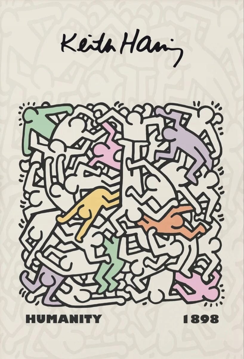 PODKŁADKA POD MYSZ Z Nadrukiem 22x18 cm Keith Haring Vintage Tekst Prezent