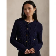 Swetry damskie - POLO RALPH LAUREN Wełniany kardigan Cable Cropped Fit z dodatkiem kaszmiru - miniaturka - grafika 1