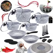 Zestawy garnków i patelni - MARMURKOWE ZESTAW GARNKÓW GAZ INDUKCJA Garnki DO ZAPIEKANIA PATELNIA 17el - miniaturka - grafika 1