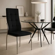 Krzesła - Krzesło Tapicerowane do Jadalni MOLLY Czarne Welurowe Nowoczesne - miniaturka - grafika 1