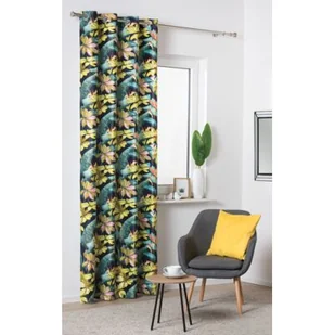 Zasłona z kółkami LAOS 140 x 260 cm czarna - Zasłony - miniaturka - grafika 1