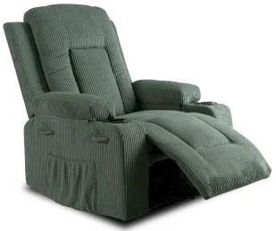 Zielony sztruksowy fotel masujący - Bino - Fotele - miniaturka - grafika 1