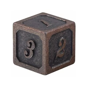 Antyczna Brązowa Metalowa Kostka K6 1,4 cm RPG Kość Sześciościenna - Gry planszowe - miniaturka - grafika 1