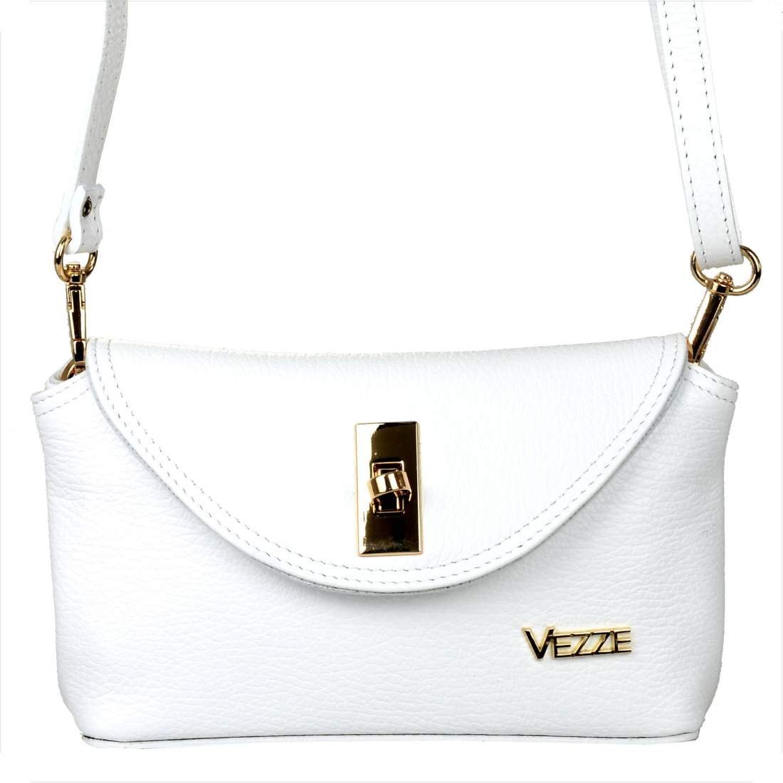 VEZZE mała listonoszka biała skóra naturalna