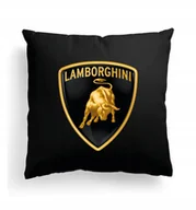 Poduszki dekoracyjne - Foto Poduszka Czarna Lamborghini Logo Auto + IMIĘ - miniaturka - grafika 1