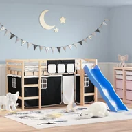 Łóżka dla dzieci i młodzieży - Dziecięce łóżko na antresoli, biało-czarne zasłonki, 80x200 cm Lumarko! - miniaturka - grafika 1