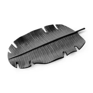 Patera Dekoracyjna Metalowa Liść Karen 35X25X4 Czarna - Tace i patery - miniaturka - grafika 1