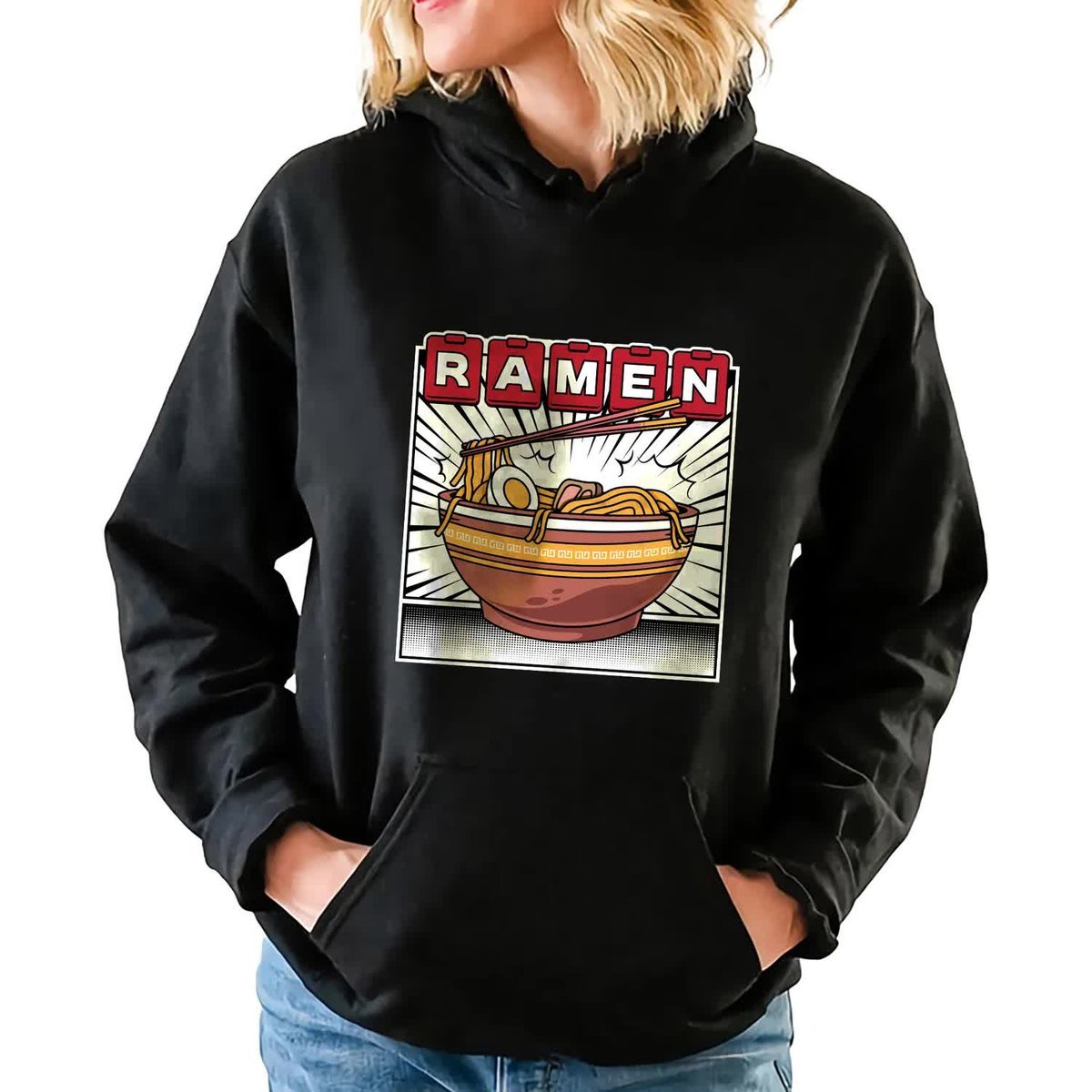 Bluza Damska Z Kapturem RAMEN Japońskie Anime Kawaii Wzory Rozmiar L