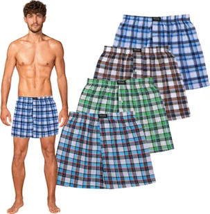 Pesail męskie luźne bokserki 4-pak bawełna w kratkę MOT48506, 2XL - Majtki męskie - miniaturka - grafika 1